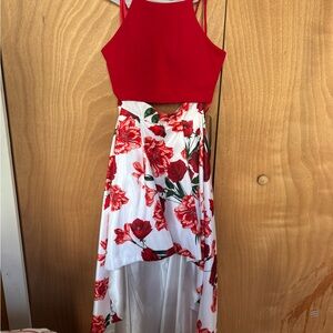 Red Floral Sleeveless Dress